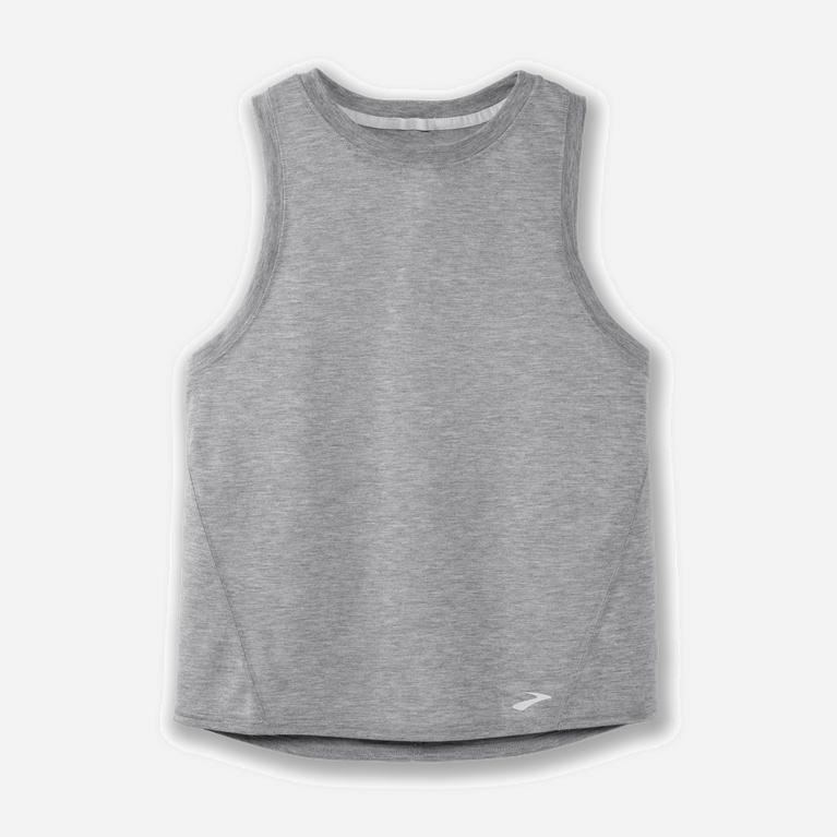 Brooks Distance Australia - Women's Running Tank Top - Heather Ash/Grey (857190-XTG)